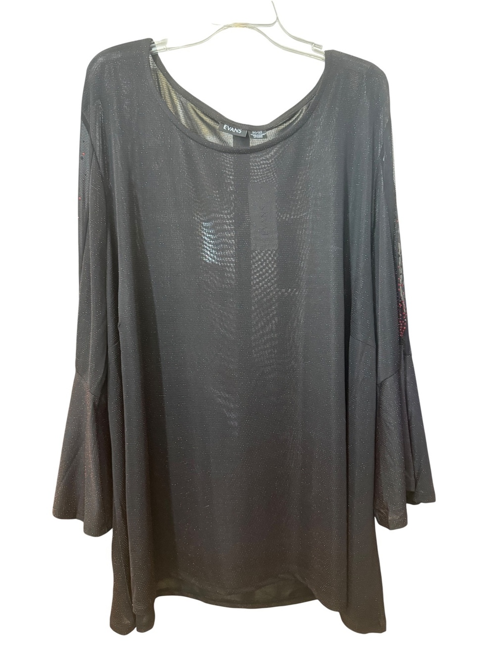 NWT Avenue Red & Black Metallic Blouse 30/32